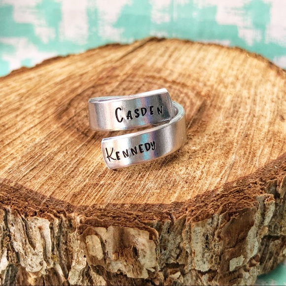 🆕 Custom Name Adjustable Aluminum Wrap Ring - Picture 2 of 2